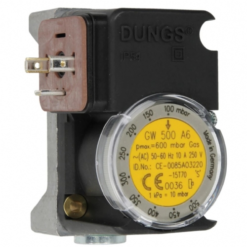 DUNGS GW 500A6 100 - 500 MBAR, 1/4 NC RAKOR BALANTILI GAZ HAVA BASIN PRESOSTAT